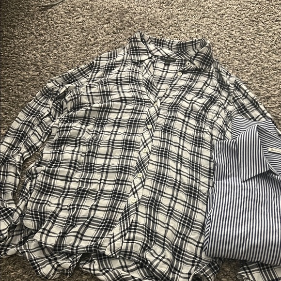 Lot Abercrombie & Fitch blue and White Striped, Talbots button down set 2 - Picture 4 of 4